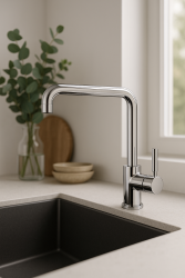 Franke Galley Square Rubinetto da cucina cromato con beccuccio girevole 115.0559.596