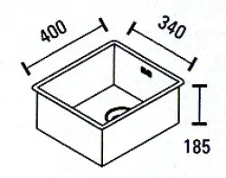 ABK Bingara lavello in acciaio inossidabile 34x40cm montaggio a filo sottopiano e sopra il piano 34FVI