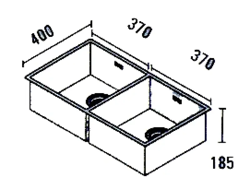 ABK Baronga lavello doppio grande in acciaio inossidabile 37x40+37x40 cm montaggio a filo sottopiano e sopra il piano BAR3737FVI