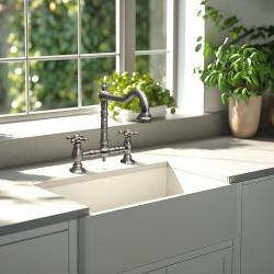 PB Rubinetto da cucina a ponte nostalgico in acciaio inossidabile con beccuccio angolare e manopole a stella PBN.RVS.H.ST