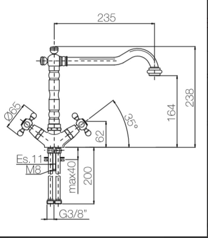 PB Rubinetto da cucina nostalgico  V1910 Bronzo