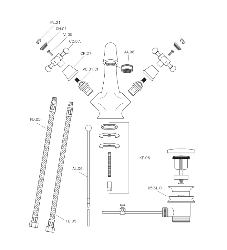 Huber Victorian Miscelatore per lavabo Bronzo VT00051027