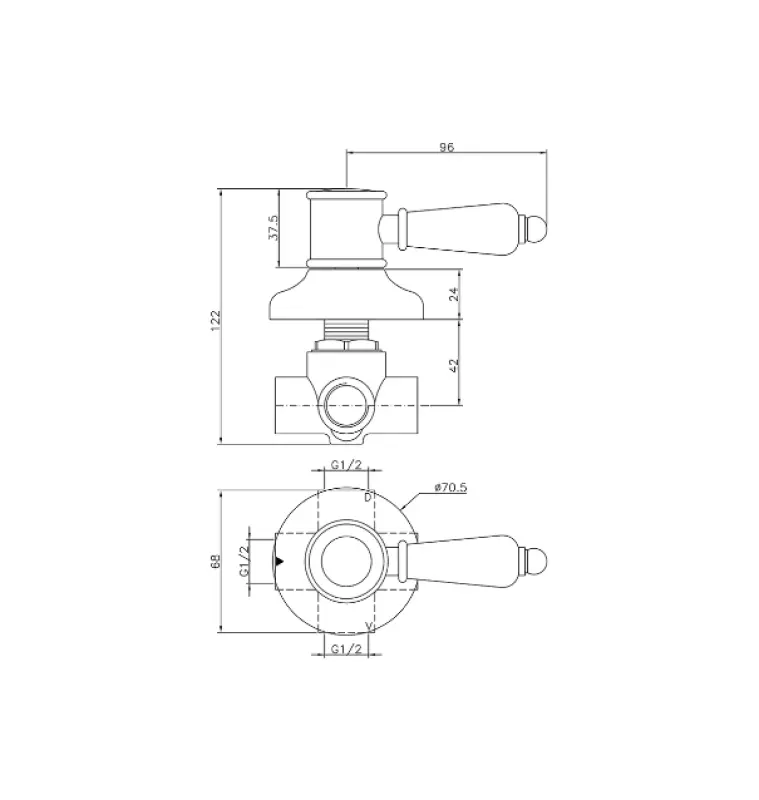 Huber Victorian Deviatore a 2 vie Oro 653.VT01H.AG