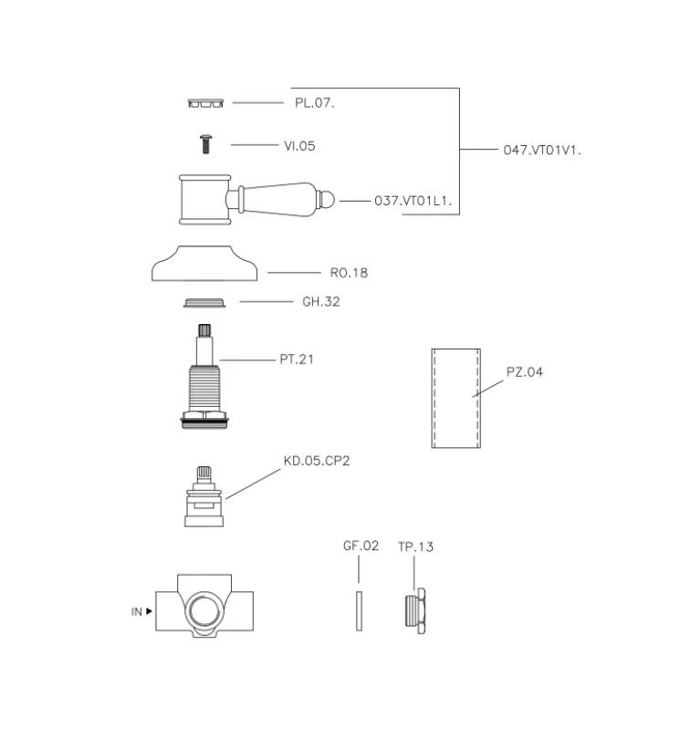 Huber Victorian Deviatore a 2 vie Oro 653.VT01H.AG