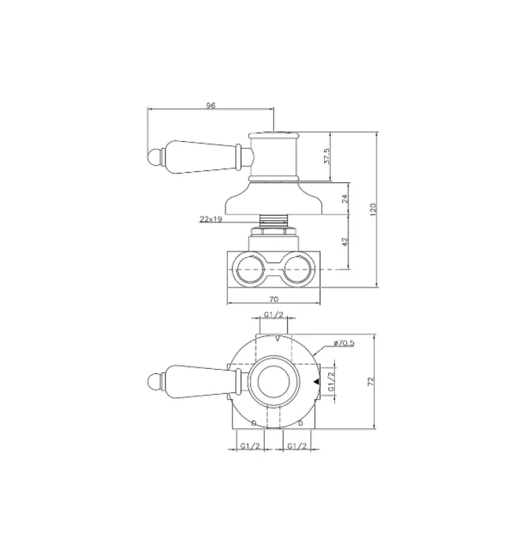 Huber Victorian Deviatore a 3 vie Oro VT0002702G
