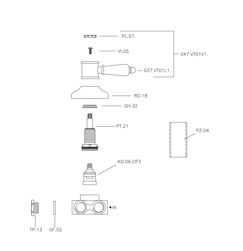 Huber Victorian Deviatore a 3 vie Oro VT0002702G