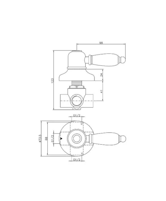 Huber Croisette Deviatore Bronzo 1/2 653.CS01H.BA