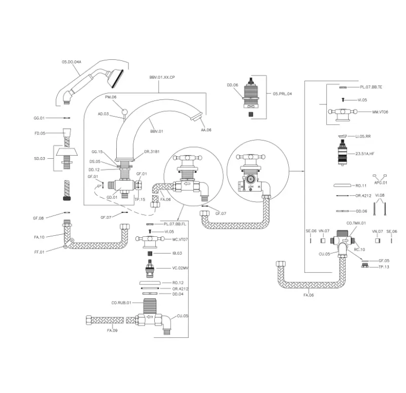 Huber Victorian Miscelatore Termostatico per Vasca con Doccetta Oro VTT760102G