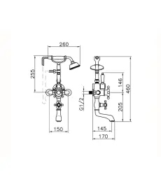 Huber Victorian Rubinetto Termostatico per Vasca da Bagno con Set Doccia in Acciaio Inox 198.VT01H.AC