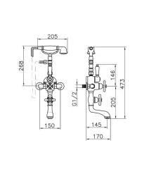 Rubinetto termostatico per vasca Huber Croisette in bronzo 198.CS01H.BA
