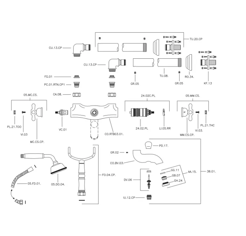Rubinetto da bagno Huber Croisette su pilastro in bronzo CST3901027.
