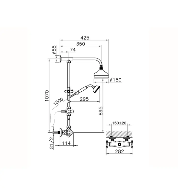 Huber Victorian Set doccia termostatico 15cm Bronzo 390.VT01H.BA