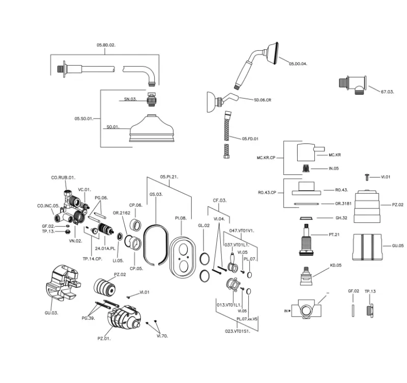 Huber Victorian Set doccia termostatico da incasso Bronzo 913.VT01H.BA