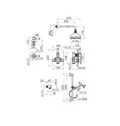 Huber Victorian Set Doccia Termostatica a Incasso Bronzo 91.2VT01H.BA