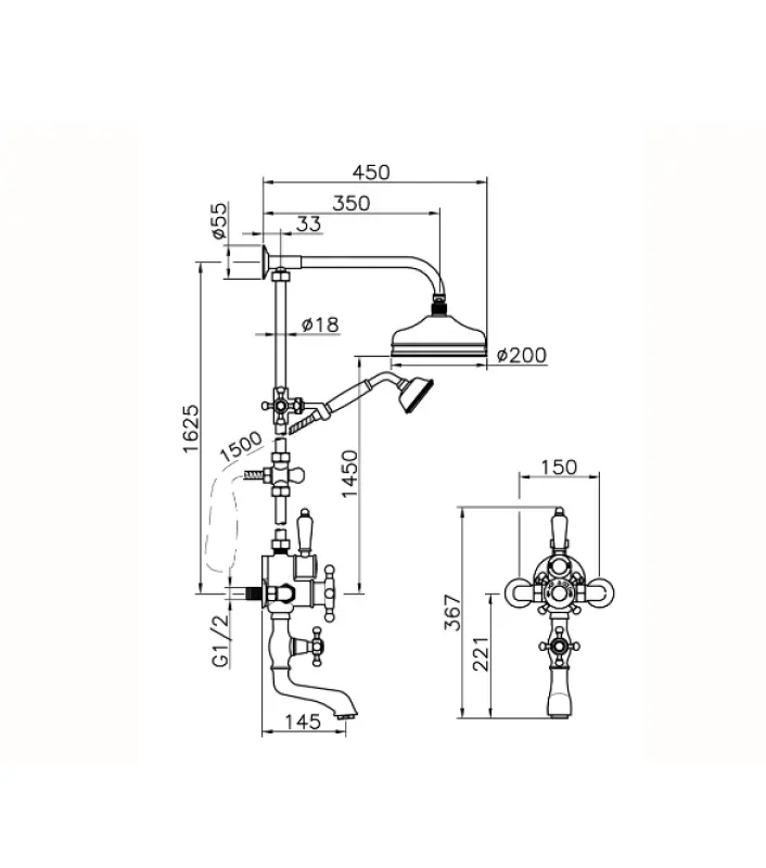 Huber Victorian Set doccia termostatico Bronzo 592.VT21H.BA