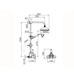 Huber Victorian Set doccia termostatico 20cm in acciaio inossidabile 590.VT21H.AC