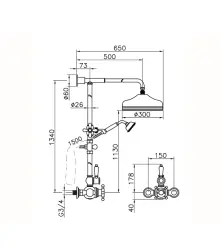 Huber Victorian Set doccia termostatico in acciaio inossidabile 590.VN31H.AC