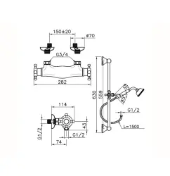 Huber Victorian Miscelatore termostatico per doccia con asta scorrevole acciaio inossidabile VTS010102A