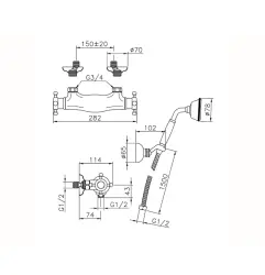 Huber Victorian Miscelatore termostatico per doccia con doccetta a mano in acciaio inossidabile VTD010102A
