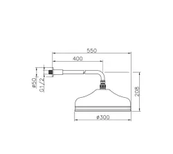 Huber Grande Doccia Classica Nostalgica 30cm Cromata con braccio a parete 612.03H.CR