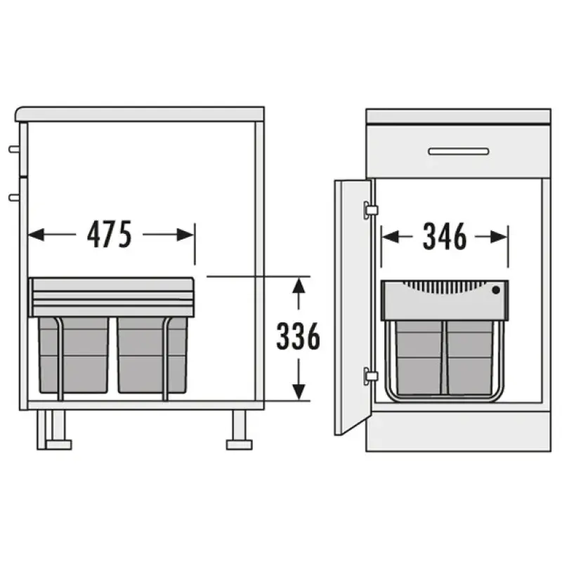 Hailo Tandem S 3 Pattumiera 1x18+2x8,5 litri 1153449232