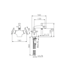 Huber Victorian Rubinetto Termostatico per Vasca da Bagno a Montaggio su Bordino Oro VTT620102G