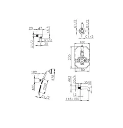 Huber Victorian Termostatico Set Doccia-Bagno a Incasso in Acciaio Inox 915.VT01H.AC
