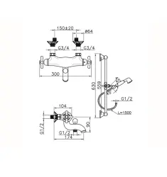 Rubinetto da bagno Huber Croisette con termostato Cromo CSS2701021