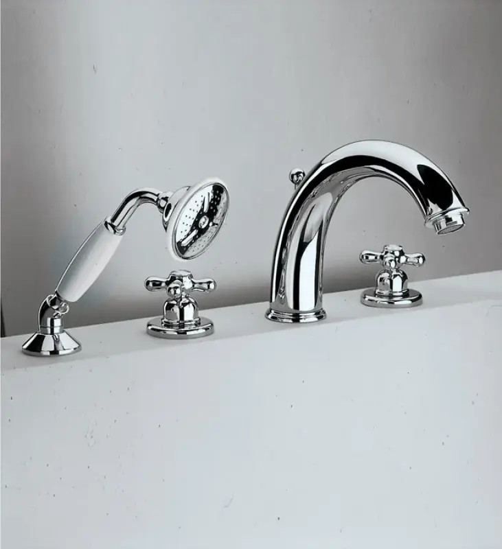 Huber Croisette miscelatore termostatico per bordo vasca a 4 fori in oro CST760102G