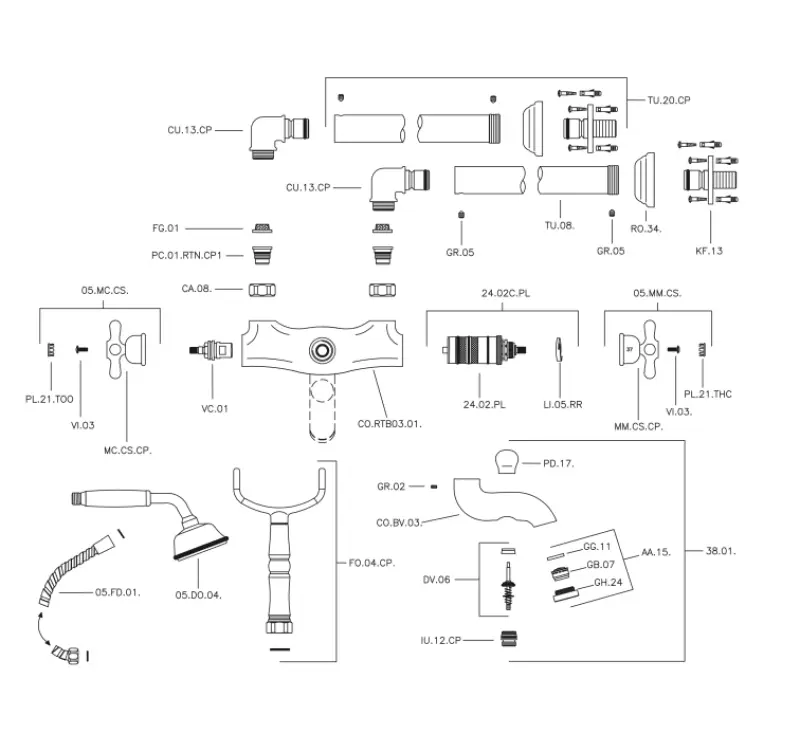 Rubinetto per vasca da bagno Huber Croisette su pilastro Oro CST390102G
