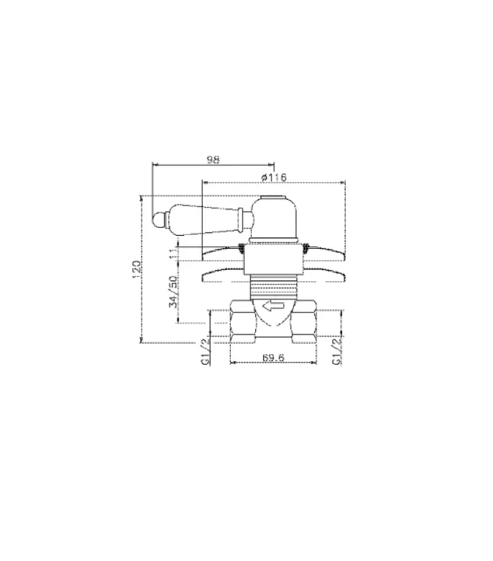 Huber Croisette Rubinetto d'arresto ad incasso Oro CS0003102G