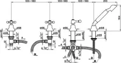 Cisal Arcana Ceramic 4-hole rubinetto per vasca da bagno con montaggio sul bordo del bagno Oro AC00029024.