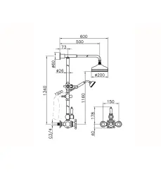 Huber Victorian Set doccia termostatico 20cm in acciaio inossidabile 590.VN21H.AC.