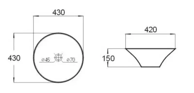 Blusani Cera Lavabo da appoggio in ceramica, 43 cm, bianco BC204511