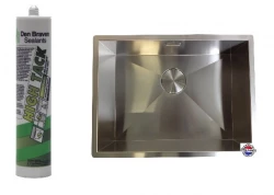 Adesivo siliconico privo di acidi per il montaggio sotto lavelli in acciaio  inossidabile
