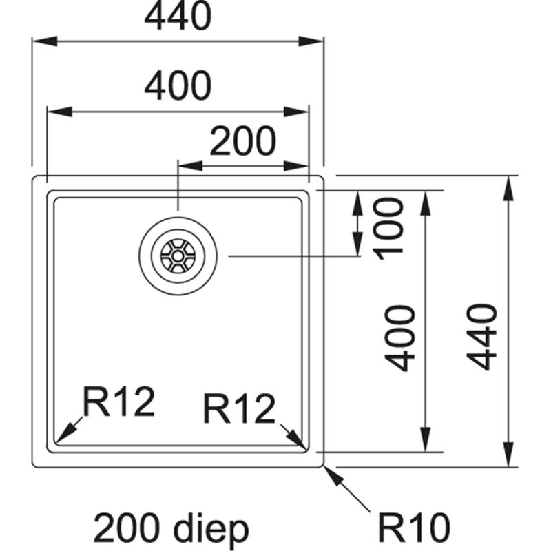 Franke Bolero Plus R12 BXX 210-40 lavello in acciaio inossidabile a filo 40x40cm 127.0576.359