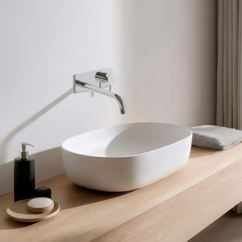 Waterevolution Flow Miscelatore per lavabo ad incasso con piastra di copertura e beccuccio da 25 cm Cromo T1161B01-25