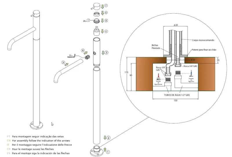 Waterevolution Flow rubinetto da vasca autoportante cromato T13401