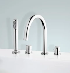 Rubinetto per vasca da bagno a 4 fori Waterevolution Flow per installazione su bordo vasca Cromo T13801