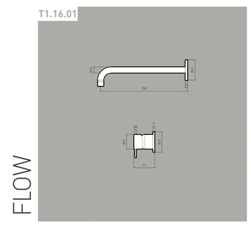 Rubinetto da lavabo da incasso Watervolution Flow nero opaco con bocca di erogazione 25 cm T116BPR-25