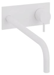 Waterevolution Flow Miscelatore per lavabo ad incasso con piastra di copertura bianco opaca con beccuccio da 25 cm T1161BBR-25