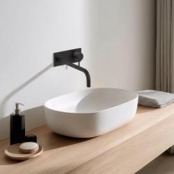 Waterevolution Flow Miscelatore per lavabo ad incasso con piastra di copertura nero opaca con beccuccio da 25 cm T1161BPR-25