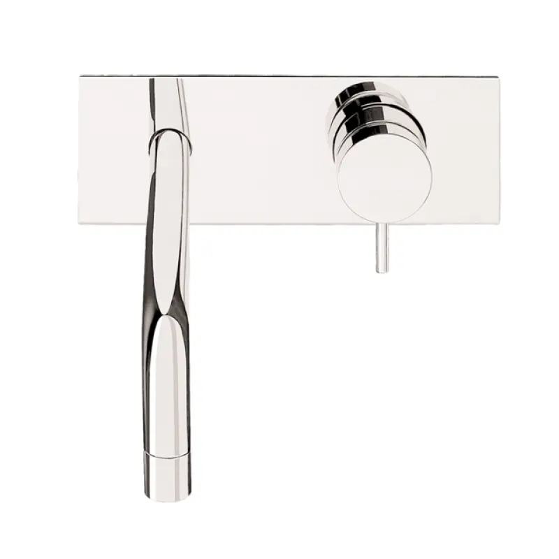 Waterevolution Flow Miscelatore per lavabo ad incasso con piastra di copertura nero opaca con beccuccio da 25 cm T1161BPR-25