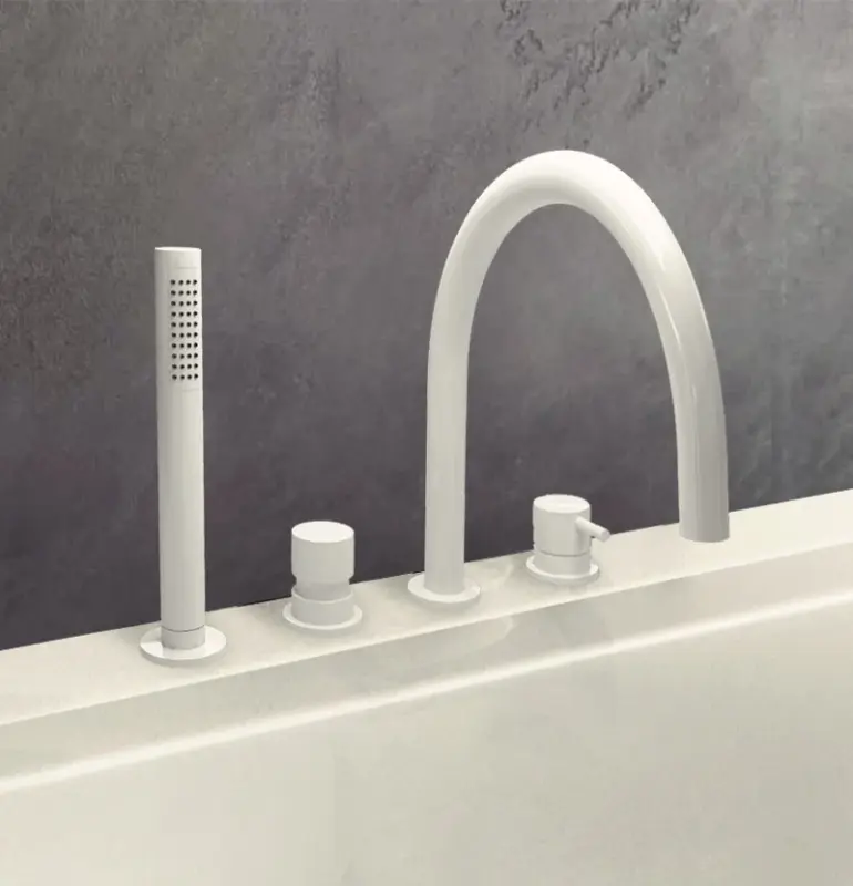 Waterevolution Flow 4-fori Rubinetto da Vasca a Montaggio su Bordi Bianco T138BR