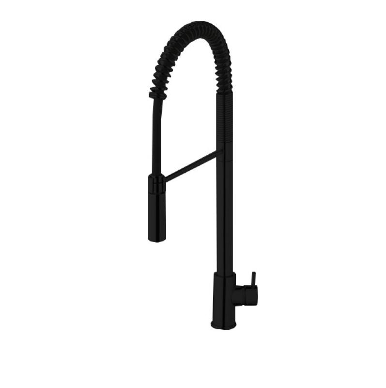 Waterevolution Flow miscelatore da cucina semi-professionale nero opaco con colonna e molla T157PR