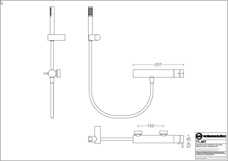 Waterevolution Flow termostato doccia con set doccia cromato T140T01