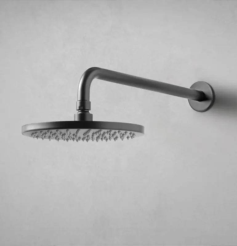 Waterevolution Flow soffione doccia 200 mm con attacco a muro nero opaco T1641PR