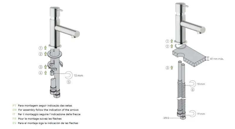Waterevolution S22 Miscelatore alto per lavabo con scarico in acciaio inossidabile T410IE
