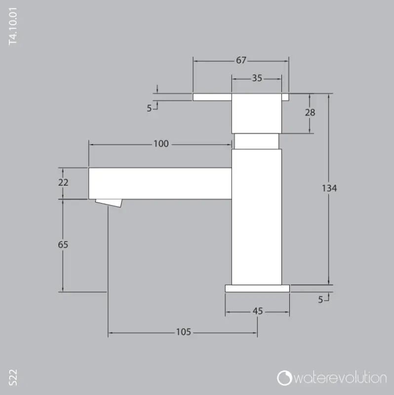 Waterevolution S22 Miscelatore alto per lavabo con scarico in acciaio inossidabile T410IE