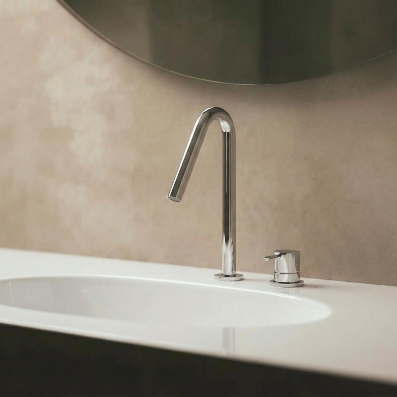 Waterevolution Flow Miscelatore per lavabo a 2 fori cromo con beccuccio piccolo a V da 120mm  T1121V01